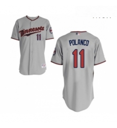 Mens Minnesota Twins 11 Jorge Polanco Authentic Grey Road Cool Base Baseball Jersey 