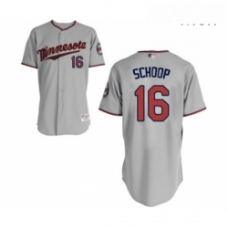 Mens Minnesota Twins 16 Jonathan Schoop Replica Grey Road Cool Base Baseball Jersey 