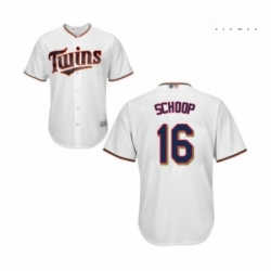 Mens Minnesota Twins 16 Jonathan Schoop Replica White Home Cool Base Baseball Jersey 