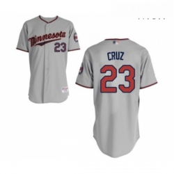 Mens Minnesota Twins 23 Nelson Cruz Authentic Grey Road Cool Base Baseball Jersey 