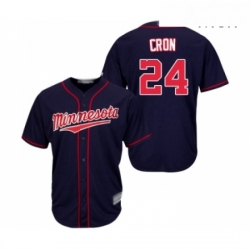 Mens Minnesota Twins 24 C J Cron Replica Navy Blue Alternate Road Cool Base Baseball Jersey 