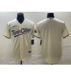 Men's Minnesota Twins Blank Cream Cool Base Stitched Baseball Jersey