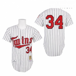 Mens Mitchell and Ness 1991 Minnesota Twins 34 Kirby Puckett Replica White Throwback MLB Jersey