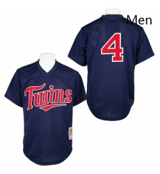 Mens Mitchell and Ness 1996 Minnesota Twins 4 Paul Molitor Replica Navy Blue Throwback MLB Jersey