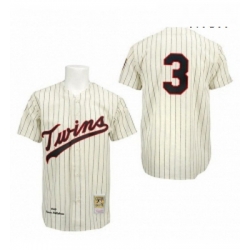 Mens Mitchell and Ness Minnesota Twins 3 Harmon Killebrew Replica CreamBlack Strip Throwback MLB Jersey