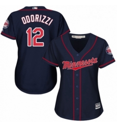 Womens Majestic Minnesota Twins 12 Jake Odorizzi Authentic Navy Blue Alternate Road Cool Base MLB Jersey 