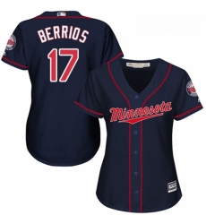 Womens Majestic Minnesota Twins 17 Jose Berrios Replica Navy Blue Alternate Road Cool Base MLB Jersey