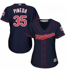 Womens Majestic Minnesota Twins 35 Michael Pineda Replica Navy Blue Alternate Road Cool Base MLB Jersey 