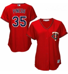 Womens Majestic Minnesota Twins 35 Michael Pineda Replica Scarlet Alternate Cool Base MLB Jersey 