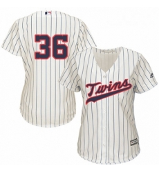 Womens Majestic Minnesota Twins 36 Robbie Grossman Replica Cream Alternate Cool Base MLB Jersey 