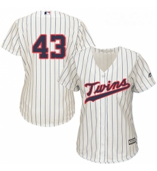 Womens Majestic Minnesota Twins 43 Addison Reed Authentic Cream Alternate Cool Base MLB Jersey 