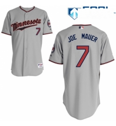 Womens Majestic Minnesota Twins 7 Joe Mauer Authentic Grey Road Cool Base MLB Jersey