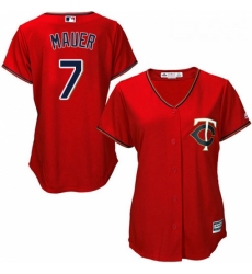 Womens Majestic Minnesota Twins 7 Joe Mauer Authentic Scarlet Alternate Cool Base MLB Jersey