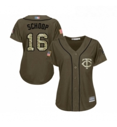 Womens Minnesota Twins 16 Jonathan Schoop Authentic Green Salute to Service Baseball Jersey 