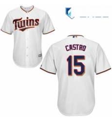 Youth Majestic Minnesota Twins 15 Jason Castro Authentic White Home Cool Base MLB Jersey