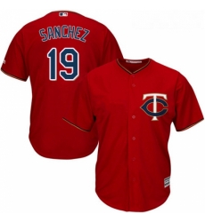 Youth Majestic Minnesota Twins 19 Anibal Sanchez Authentic Scarlet Alternate Cool Base MLB Jersey 