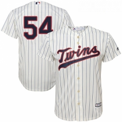 Youth Majestic Minnesota Twins 54 Ervin Santana Replica Cream Alternate Cool Base MLB Jersey