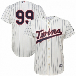 Youth Majestic Minnesota Twins 99 Logan Morrison Replica Cream Alternate Cool Base MLB Jersey 