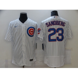 Men New York Mets 23 Ryne Sandberg White stripe Flex Base 2021 Nike MLB Jersey