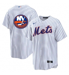 Men New York Mets  26 Islanders White Cool Base Stitched Baseball Jersey