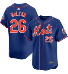 Men New York Mets 26 Nolan McLean 2026 Blue Limited Stitched Baseball Jersey Men New York Mets 26 Nolan McLean 2026 Blue Limited Stitched Baseball Jersey