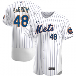 Men New York Mets 48 Jacob deGrom Men Nike White Home 2020 Flex Base Player MLB Jersey