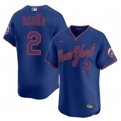 Men New York Mets Nike Luisangel Acuna #2 Blue Stitched Player Jersey
