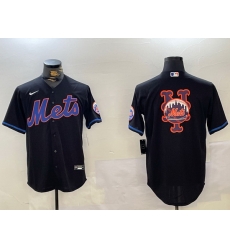 Men New York Mets Team Big Logo Graphite 2024 City Connect Limited Stitched Baseball Jersey 3