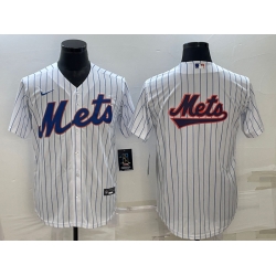 Men New York Mets White Team Big Logo Cool Base Stitched Baseball Jersey