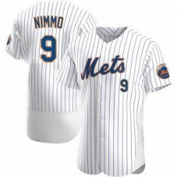 Men Nike New York Mets 9 Brandon Nimmo White 2020 Home Stitched Flex Base Baseball Jersey