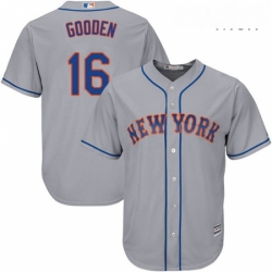 Mens Majestic New York Mets 16 Dwight Gooden Replica Grey Road Cool Base MLB Jersey