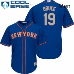 Mens Majestic New York Mets 19 Jay Bruce Replica Royal Blue Alternate Road Cool Base MLB Jersey 