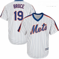 Mens Majestic New York Mets 19 Jay Bruce Replica White Alternate Cool Base MLB Jersey 