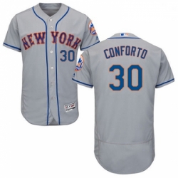 Mens Majestic New York Mets 30 Michael Conforto Grey Road Flex Base Authentic Collection MLB Jersey