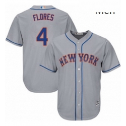 Mens Majestic New York Mets 4 Wilmer Flores Replica Grey Road Cool Base MLB Jersey