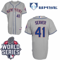 Mens Majestic New York Mets 41 Tom Seaver Authentic Grey Road Cool Base 2015 World Series MLB Jersey