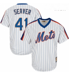 Mens Majestic New York Mets 41 Tom Seaver Authentic White Cooperstown MLB Jersey