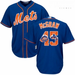 Mens Majestic New York Mets 45 Tug McGraw Authentic Royal Blue Team Logo Fashion Cool Base MLB Jersey