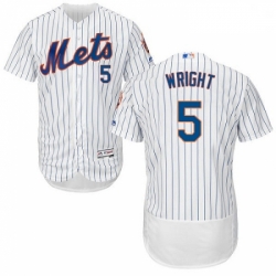 Mens Majestic New York Mets 5 David Wright White Home Flex Base Authentic Collection MLB Jersey