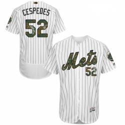 Mens Majestic New York Mets 52 Yoenis Cespedes Authentic White 2016 Memorial Day Fashion Flex Base MLB Jersey