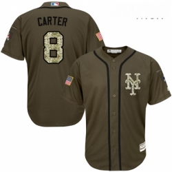 Mens Majestic New York Mets 8 Gary Carter Replica Green Salute to Service MLB Jersey