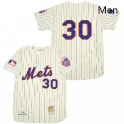 Mens Mitchell and Ness New York Mets 30 Nolan Ryan Authentic WhiteBlue Strip Throwback MLB Jersey