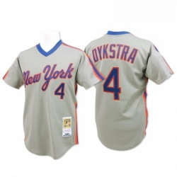 Mens Mitchell and Ness New York Mets 4 Lenny Dykstra Authentic Grey Throwback MLB Jersey