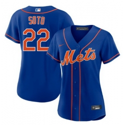 Women New York Mets Juan Soto #22 Blue Cool Base Stitched MLB Jersey