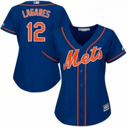 Womens Majestic New York Mets 12 Juan Lagares Authentic Royal Blue Alternate Home Cool Base MLB Jersey