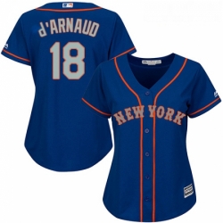 Womens Majestic New York Mets 18 Travis dArnaud Replica Royal Blue Alternate Road Cool Base MLB Jersey