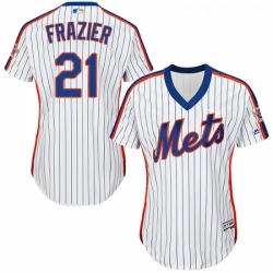 Womens Majestic New York Mets 21 Todd Frazier Authentic White Alternate Cool Base MLB Jersey 