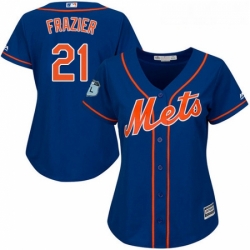 Womens Majestic New York Mets 21 Todd Frazier Replica Royal Blue Alternate Home Cool Base MLB Jersey 