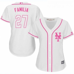 Womens Majestic New York Mets 27 Jeurys Familia Authentic White Fashion Cool Base MLB Jersey