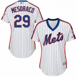 Womens Majestic New York Mets 29 Devin Mesoraco Authentic White Alternate Cool Base MLB Jersey 